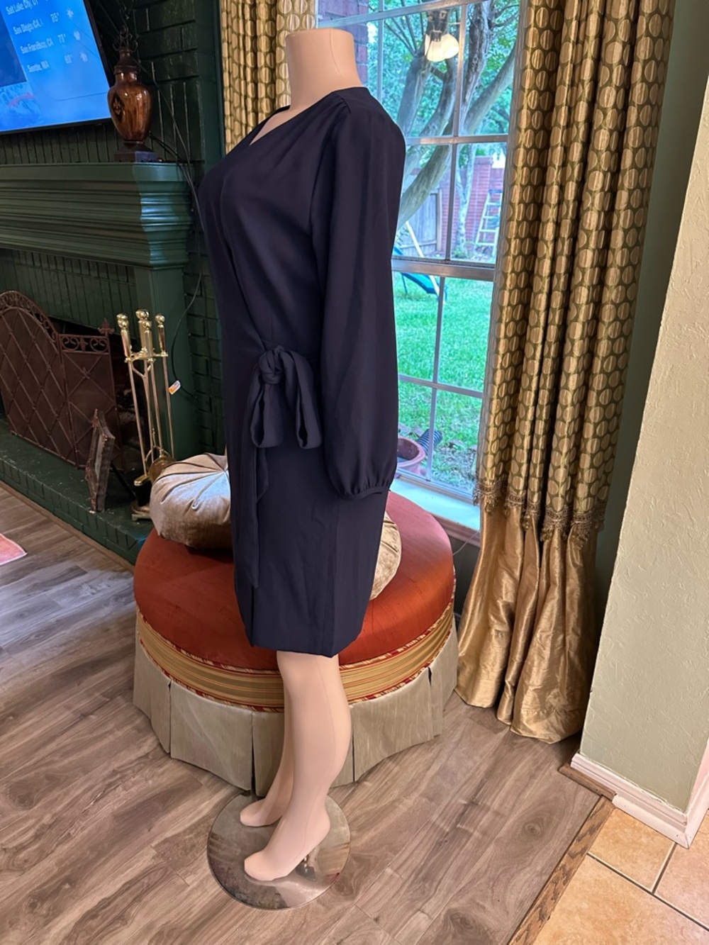 J. Crew Navy Wrap Mini Dress with Tie Waist - Picture 2 of 12